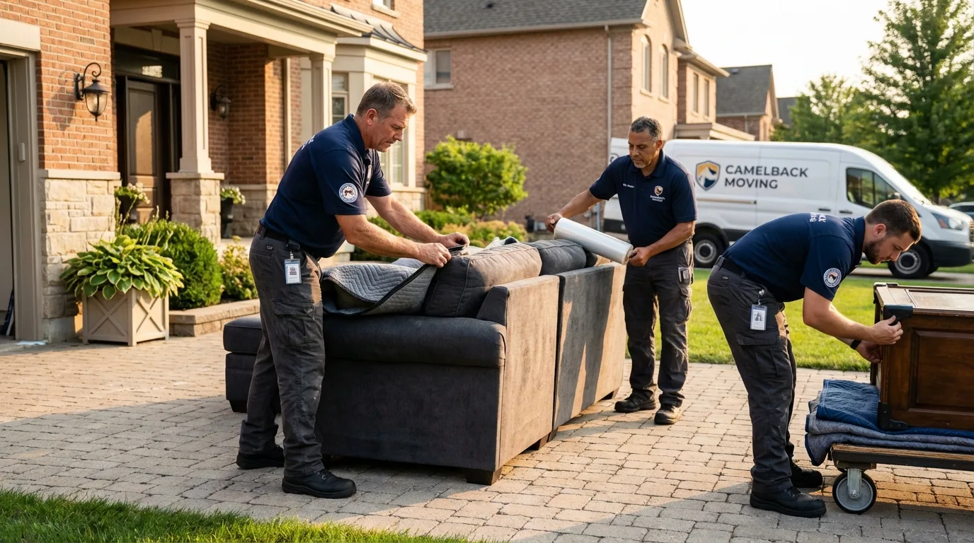 Large estate moving crew wrapping furniture in Sherwood, OH