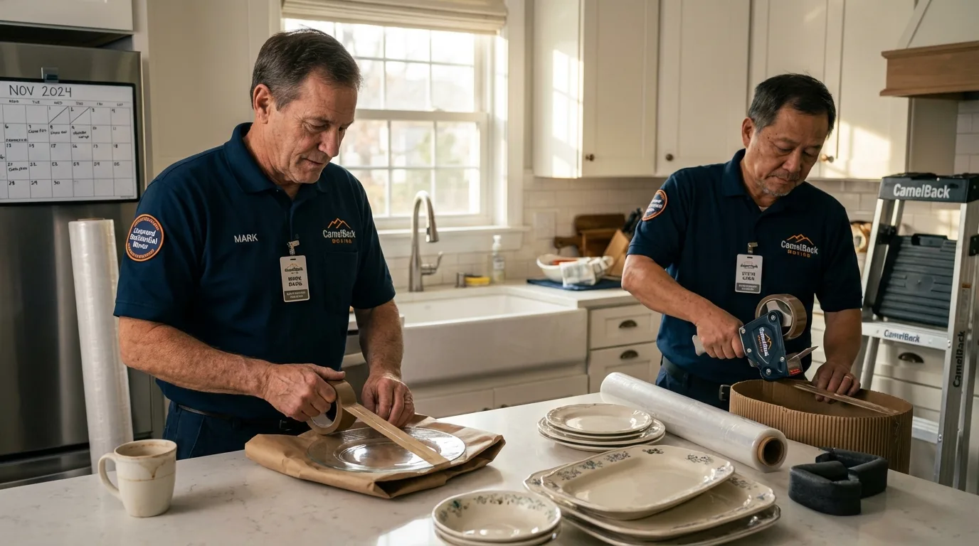Professional crew packing kitchen dishware in Sherwood, OH